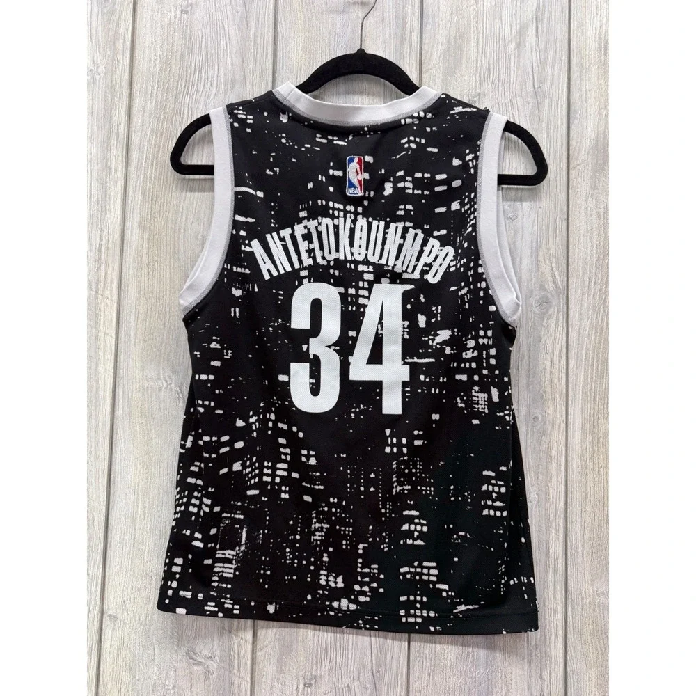 Adidas Milwaukee Bucks Giannis Antetokounmpo 34 Jersey Youth Medium Black White